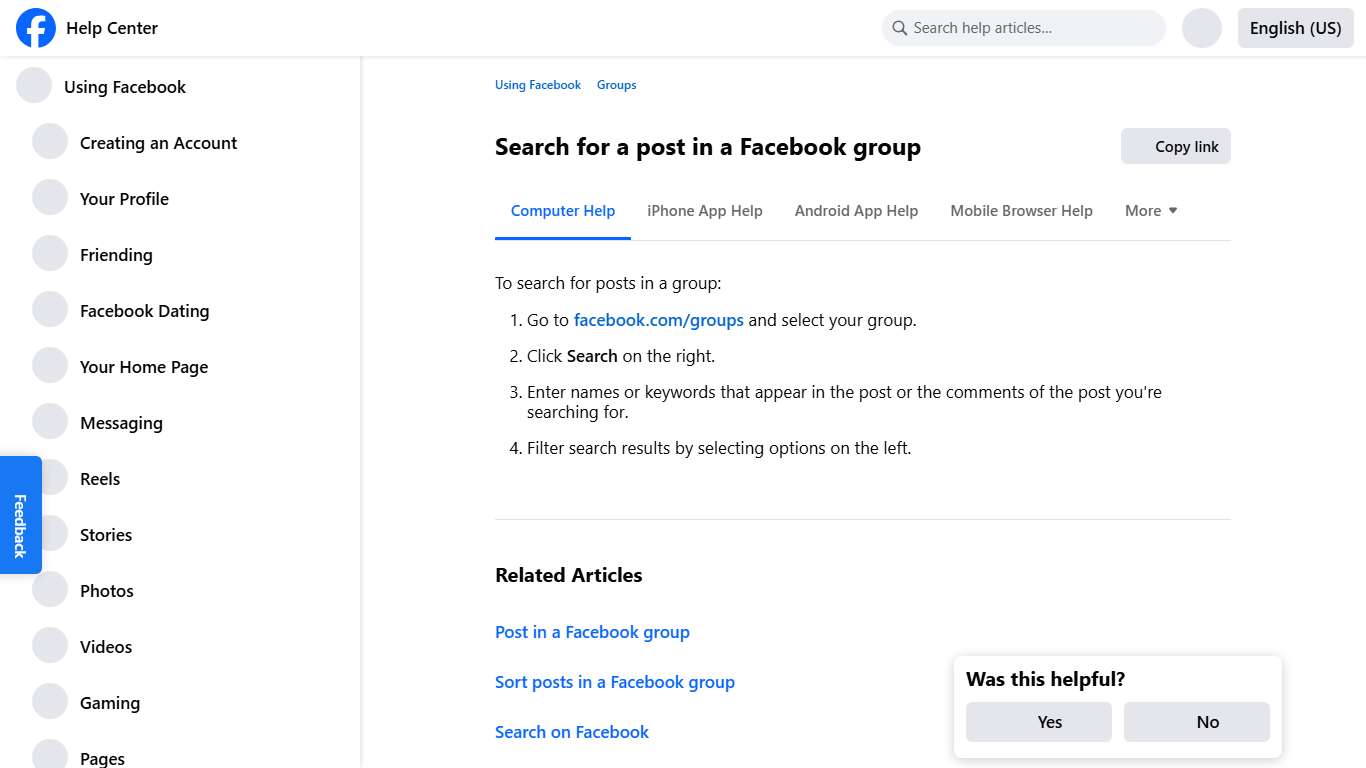 Search for a post in a Facebook group Facebook Help Center